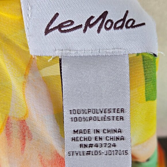 Le Moda One Size Sheer Floral Print Swim Cover Up Elastic Waist Armholes - Picture 9 of 10